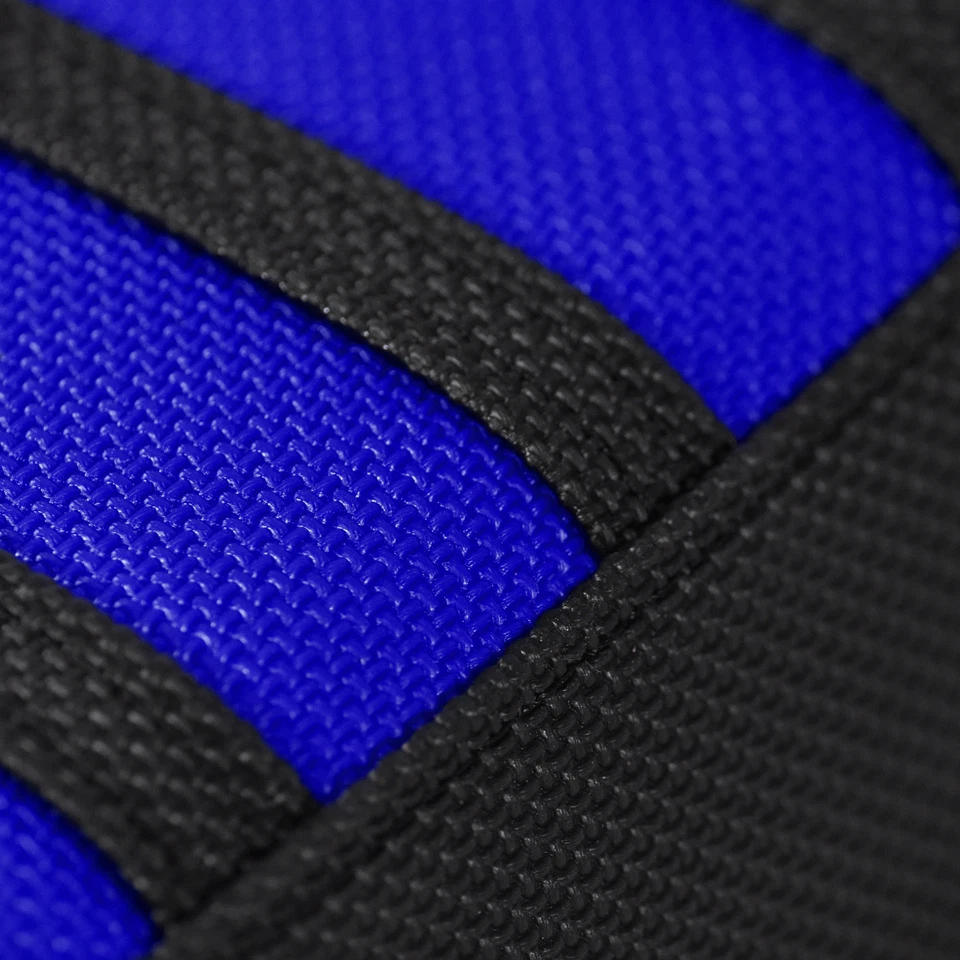 Cubierta de asiento con pinza de tracción alta Yamaha PW 50 NEGRA/AZUL/NEGRA costillas #91 Foto 4 de 4