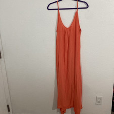 ELAN- peach long maxi rayon beach dress- size large