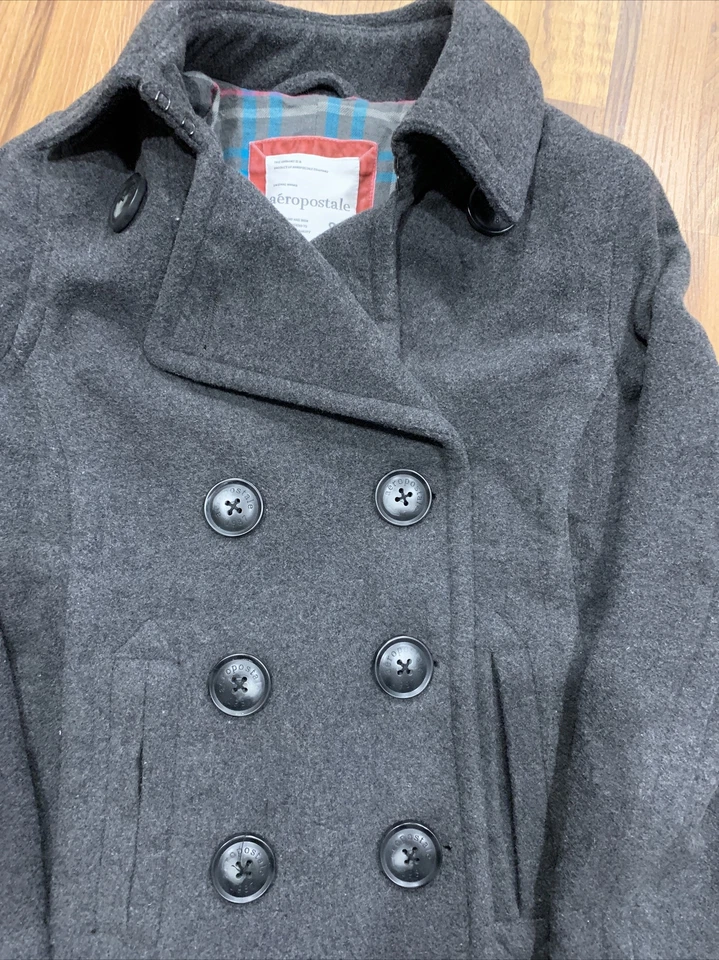Womens Aeropostale Grey Pea Dress Coat Jacket Size Small - Image 2 of 4
