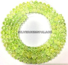 AAAA Natural Green Spinel Faceted Rondelle Beads 18 Inches Long Necklace