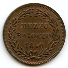 Vaticano Gregorio XVI (1831-1840) 1/2 Baiocco 1840 Roma Anno X Qualità