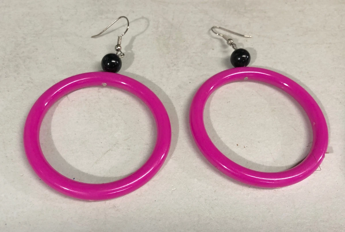 Pink Large Costume Earrings Jewelry Plastic Womens 2