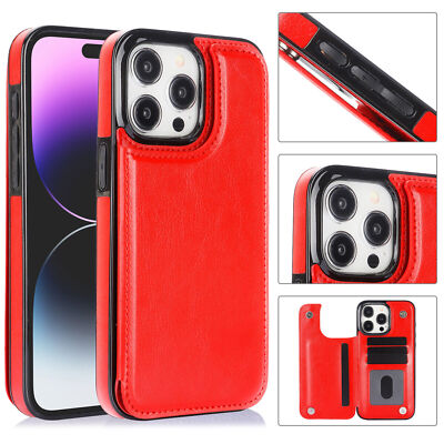 Leather Flip Card Holder Wallet Stand Case For iPhone 16 15 Pro Max 14 13 12 11