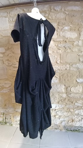 NEW Avant-Garde Handmade black Draping Dress. BOHO Dress One Size Black Leather - Picture 15 of 19