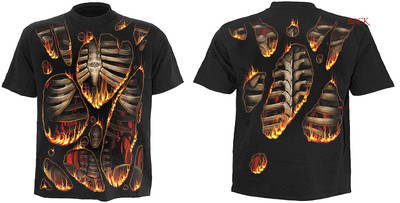 Spiral Direct Love Skulls Top 2 In 1 Strappato Uomo/Donna, Gotico E Biker, Colore Nero/Rosso, 100% Cotone