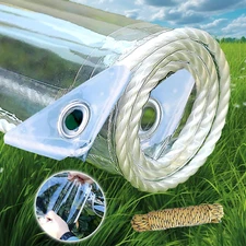 Clear PVC Tarp Heavy Duty Transparent Tarpaulin Waterproof Tent with Grommets US
