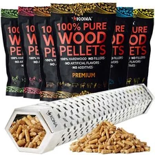 Kona Wood Smoker Tube & Bold Flavor Smoking Pellets Set