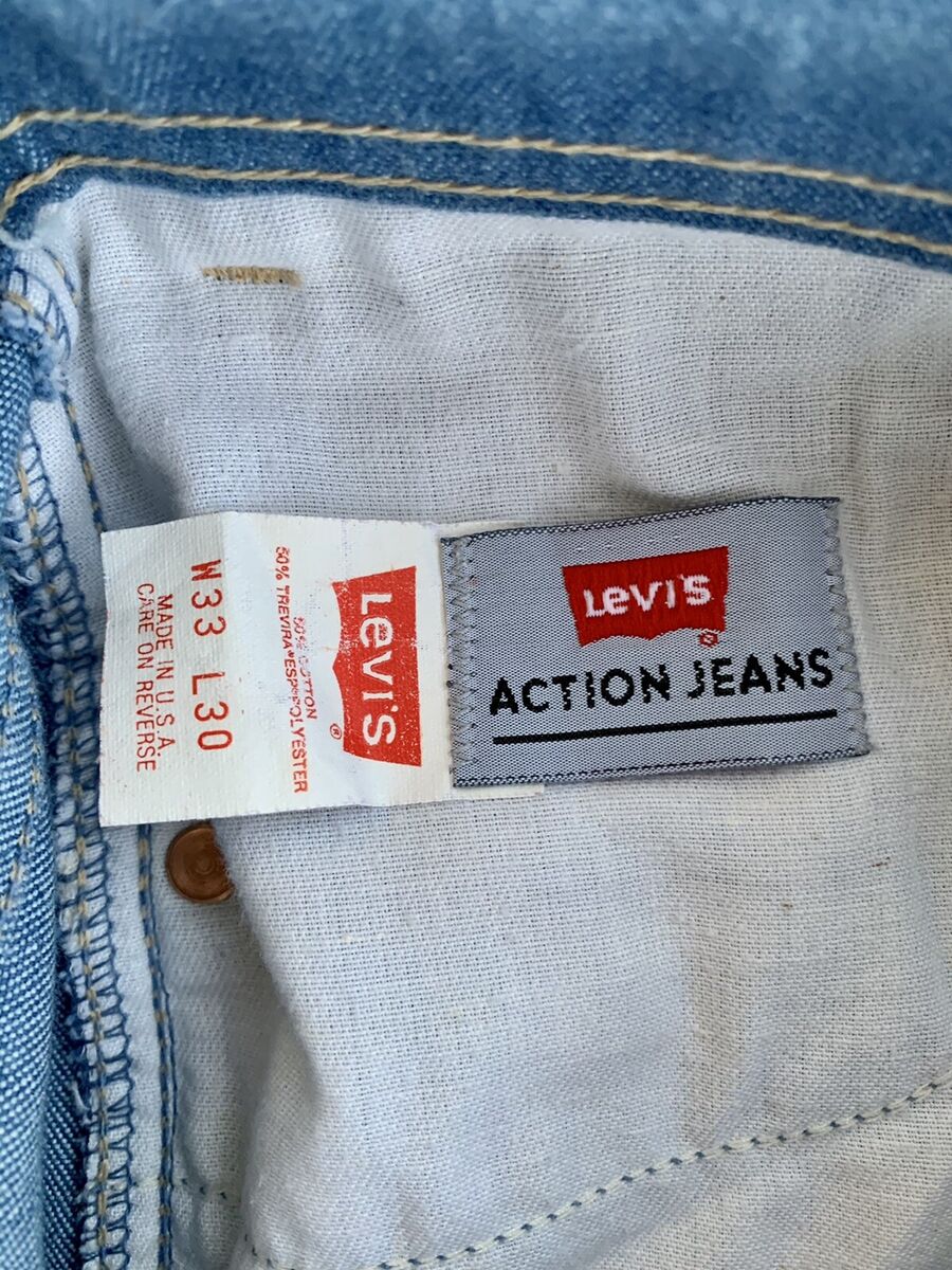 Vintage 80s LEVI'S Blue Action Denim Jeans Hemmed Creased Vintage 80s LEVI'S Blue Action Denim Jeans Hemmed Creased