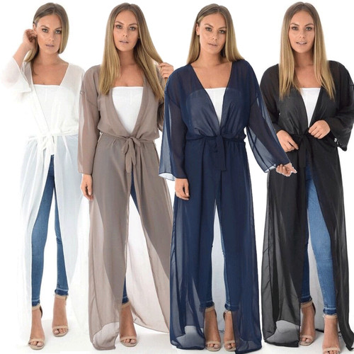 belted maxi cardigan