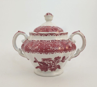 Spode Pink Camilla Sugar Bowl with Lid - Made in England