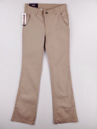 Girls School Work Uniform Pants Juniors Size 3/4 Beige Flared Bootcut Chino NWT