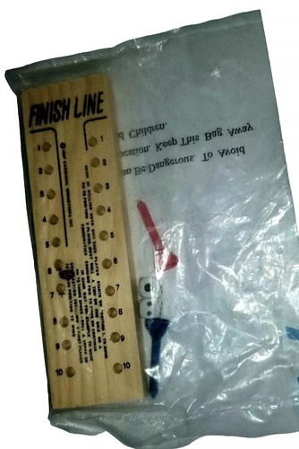 Finish Line. Wooden Board Game. Peg Game. Dice Game. 2 Players w/ Instructions