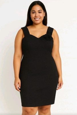 Connected Apparel Women's Size 12 Black Sheath Midi Dress.