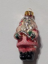 Vintage Santa Ornament Blown Glass With Candy Canes