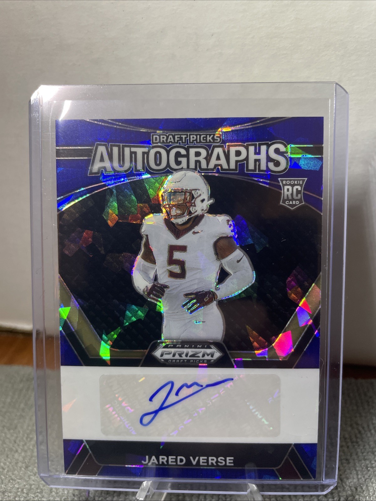 2024 Prizm Draft Picks - Jared Verse - Blue Cracked Ice Auto /75