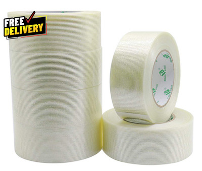 6PACK Reinforced Packing Tape 5.5Mil 2Inx 60Yds Heavy Duty Fiber Strapping.....