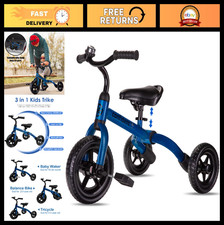 3-in-1 Toddler Tricycle for Ages 2-5, Folding Balance Bike, Adjustable Seat, Rid