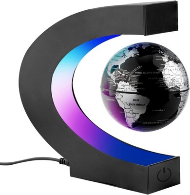 Schwebender Weltglobus mit farbigen LED-Leuchten C-Form, Magnetfeld... 