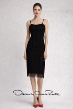 OSCAR by Oscar de la Renta Black Lace Slip Dress Spaghetti Strap Size 4