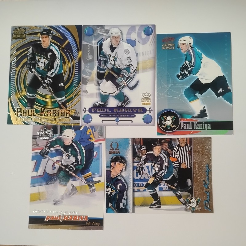Paul Kariya HOF 1998-2001 Pacific Revolution Crown Royale x5 cdz #'s 1, 2, 3,8,1