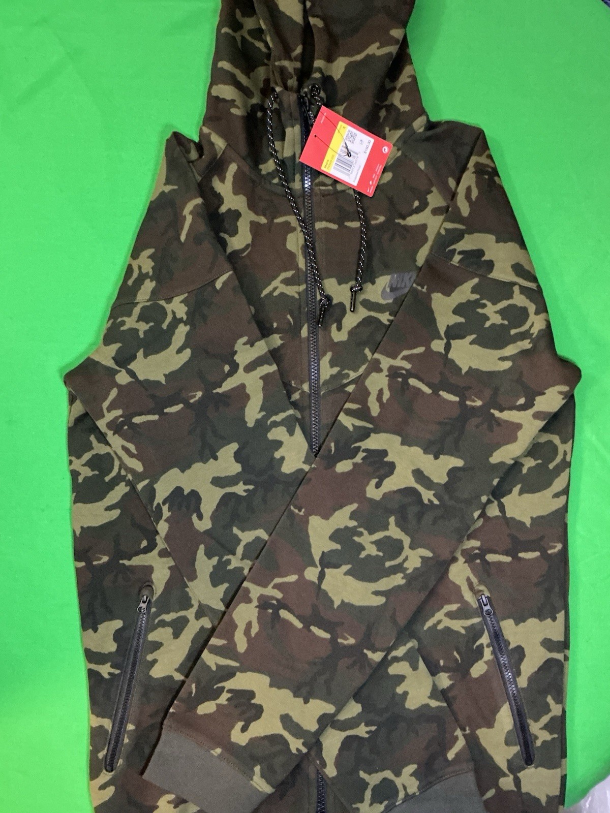 Men's Nike Tech Fleece Zip-Up Hoodie OG Retro Camo FN3929-355 New Sz Small