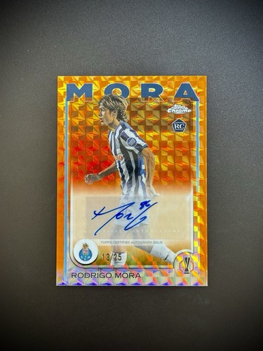 Rodrigo Mora 2024-25 Topps Chrome UEFA Orange Geometric Refractor Auto /25 RC