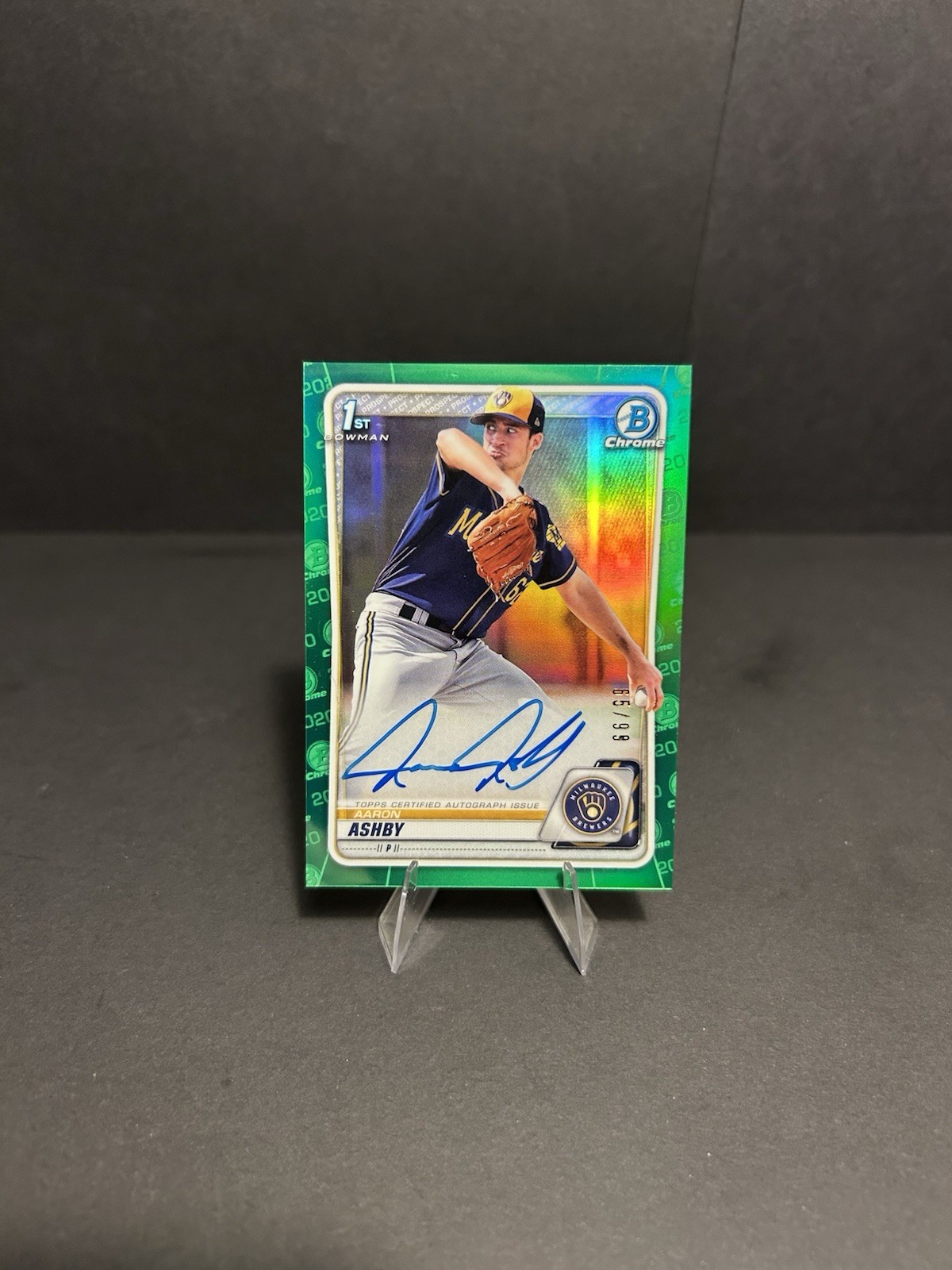 2020 Bowman 1st Chrome Green Refractor Rookie #CPA-AA Aaron Ashby Auto /99