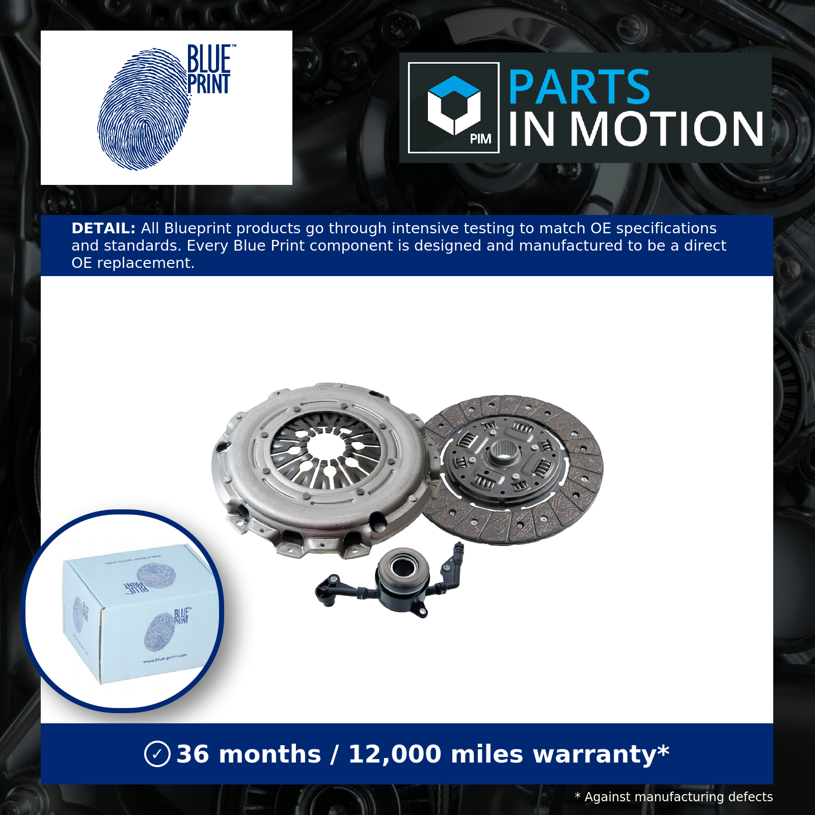 Clutch Kit 3pc (Cover+Plate+CSC) 241mm ADBP300004 Blue Print 0B7141671 Quality