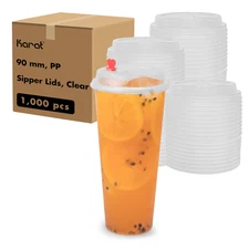 Karat Sipper Dome Lid for 24 oz Tall Premium PP Plastic Cup - Clear, C-TPPLC