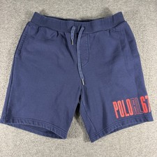 POLO RALPH LAUREN Sweat Shorts Mens Size L Blue Polo 67 Logo Pockets Athleisure