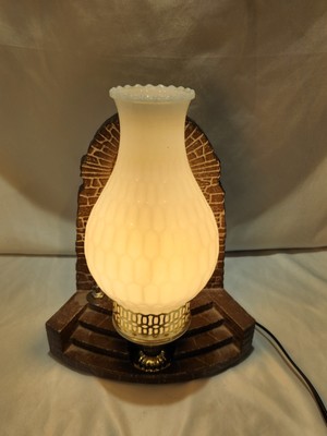 Rustic Primitive Folk Art Milk Glass Hurricane Lamp Table Hearth Antique Vintage