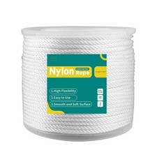 1/4 Inch Nylon Rope 500 Ft Solid Braid High UV and Abrasion 1/4inch, White
