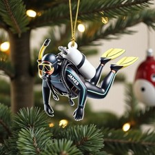 Personalized Scuba Diver Snorkel Christmas Ornament Ocean Diving Gift