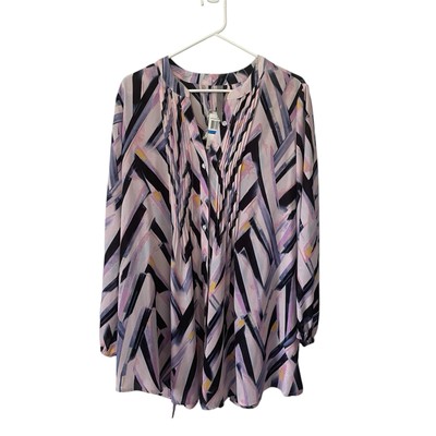 Melissa McCarthy Seven7 Tunic Length Top Chevron Print Plus Size 1X Tie In Back