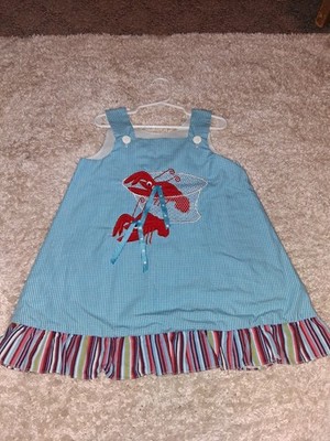 Unbranded Handmade Beachy Lil Red Crab Dress,EUC,Size 5-6 Measurements In Pics
