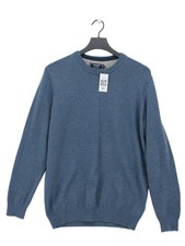 Maine Men's Jumper M Blue 100 Cotton Crew Neck Pullover