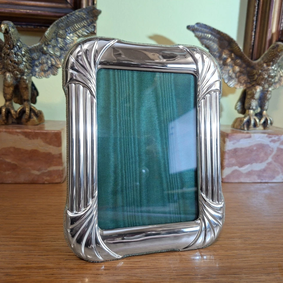 Antica Cornice Portafoto in Argento 925 massiccio anni 70 x foto cm 9x13 Vintage - Immagine 2 di 4