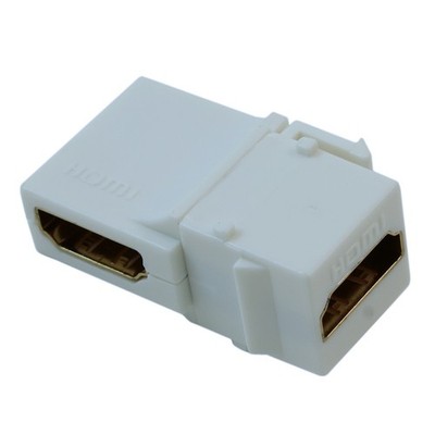 Keystone Jack Insert/Coupler HDMI Angled  Gold Plated  Female/Female  White