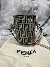 2019 Fendi Mon Tresor Bucket Bag Embossed Leather Small purse handbag green
