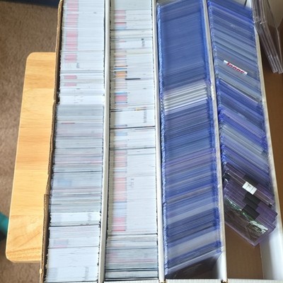Sports Trading Card Lot Multiple Cards in Storage Boxes w/ Toploaders