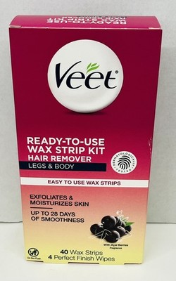 4 PACK Veet Ready To Use Wax Strip Kit LEGS & BODY 40 ct EXP 7/26 U36