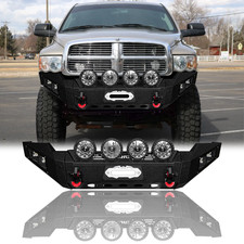 Vijay For 2002-2005 Dodge Ram 1500 Steel Front Bumper Wwinch Plateled Lights