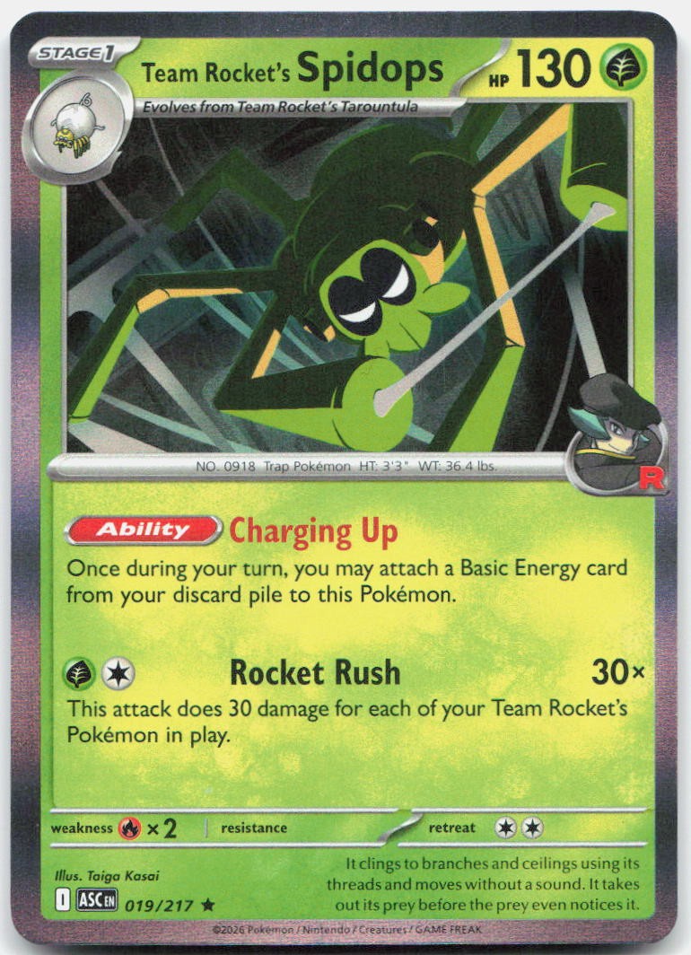 Pokemon TCG Card Team Rocket's Spidops ASC Rare 019/217 NM