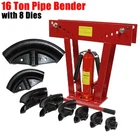 16Ton Hydraulic Pipe Bender Manual Piping Pump Exhaust Tube Bender Tool w/8 Dies