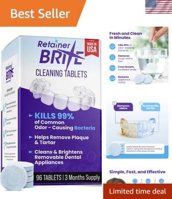 Daily Cleaning Tablets - 96 Count for Bright and Odor-Free Dental Appliances