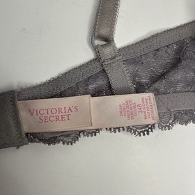 Victoria's Secret Dream Angels Demi Bra 34B Gray Lace Bling