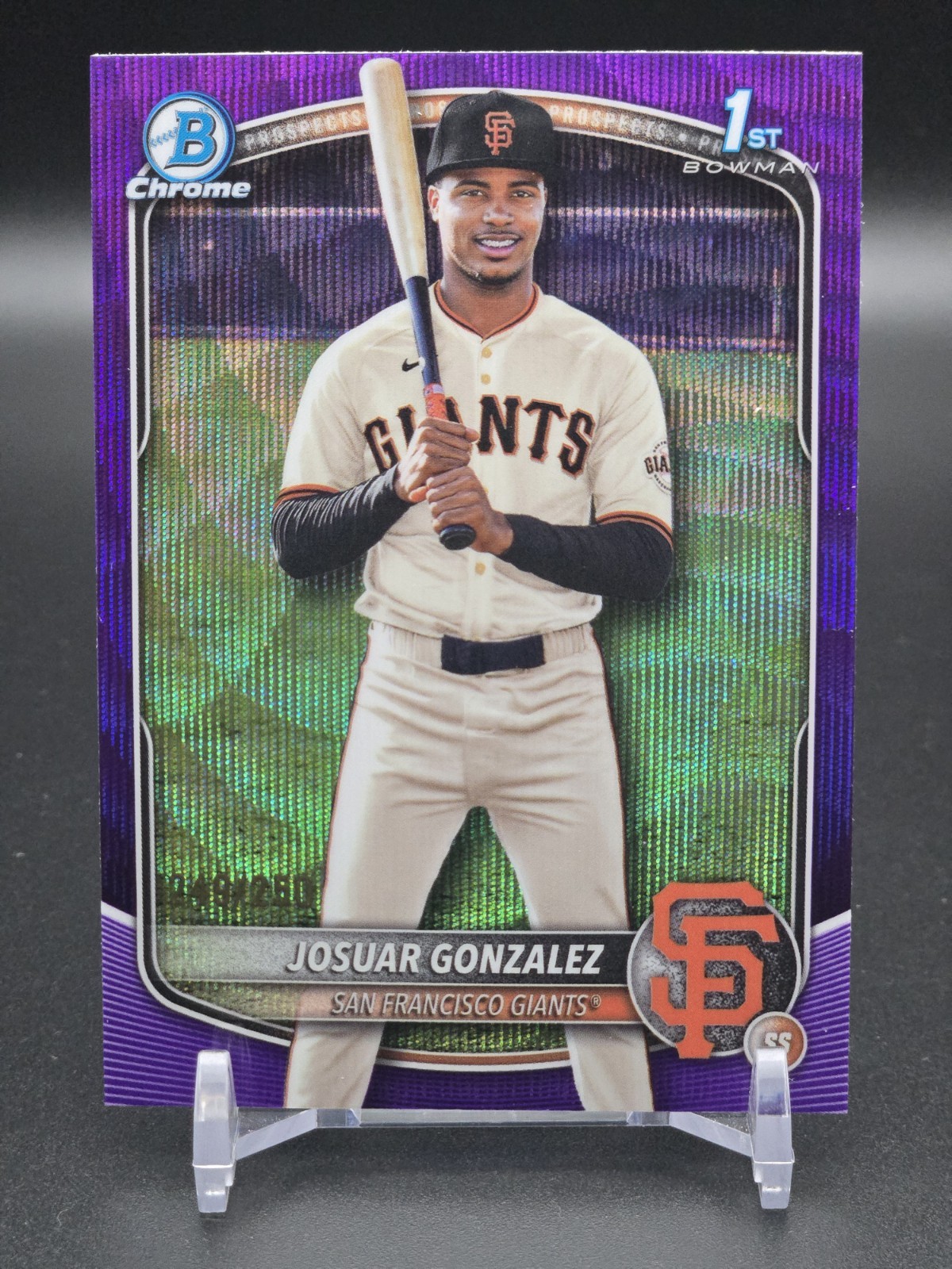 2025 Bowman Chrome Josuar Gonzalez #BCP-153 (RC) Purple Raywave Refractor /250💎