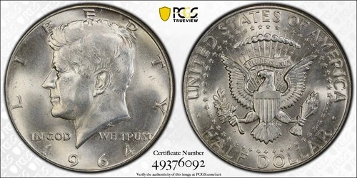 1964-D Kennedy Half Dollar Doubled Die Obverse PCGS MS65 Minor Variety BU
