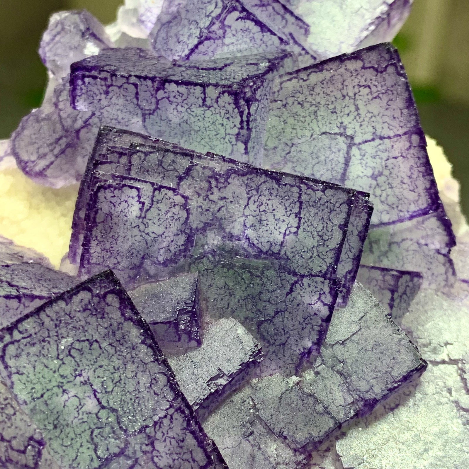 469G Natural Purple QR Code Fluorite Cluster Crystal from Guizhou