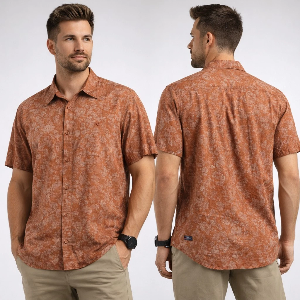 Patagonia Organic Cotton Shirt Mens Large Brown Floral Nature Print Button Up...